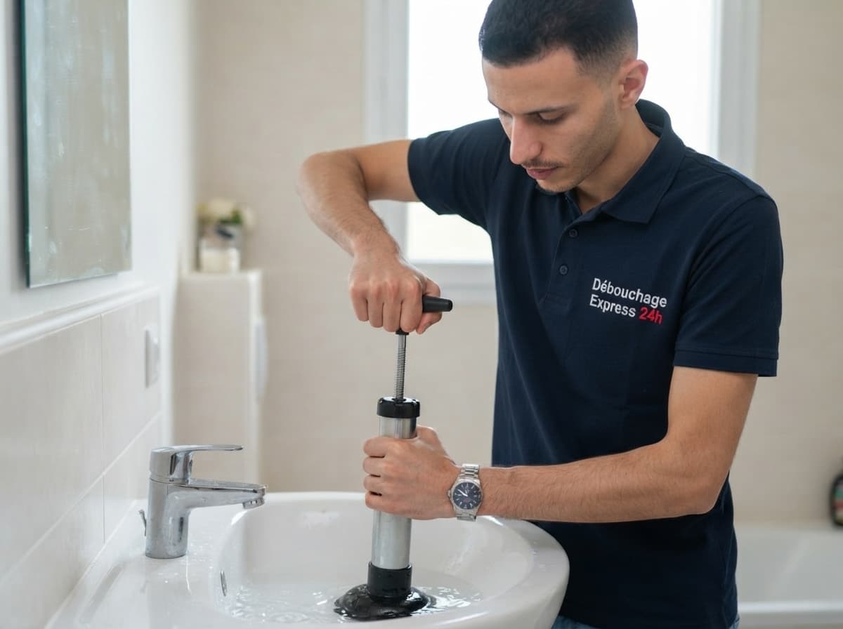 Utilisation d'une pompe à pression sur canalisation de lavabo à Bruxelles
