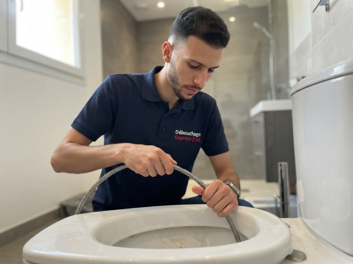 Dégorgement de la cuvette de toilette avec furet professionnel à Anderlecht