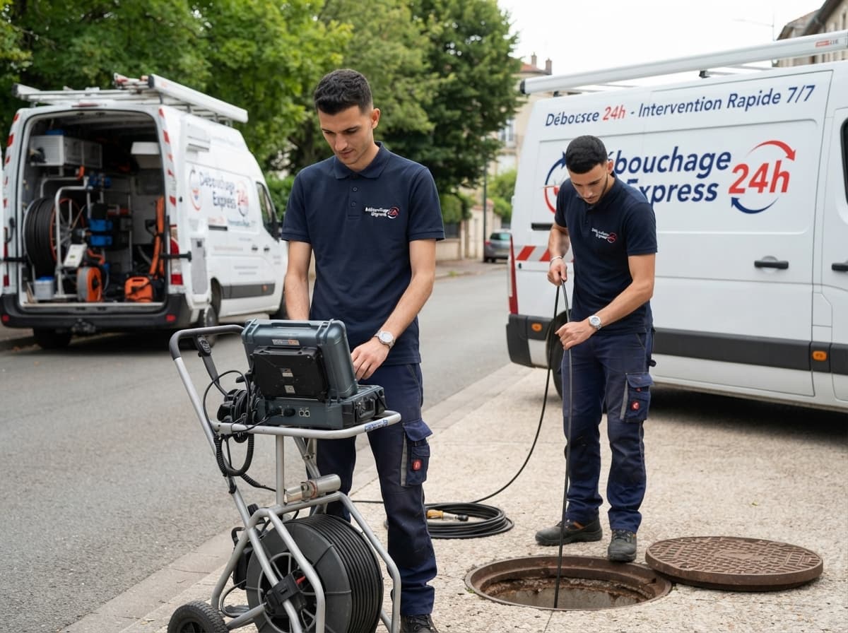 Techniciens inspectant la conduite principale extérieure