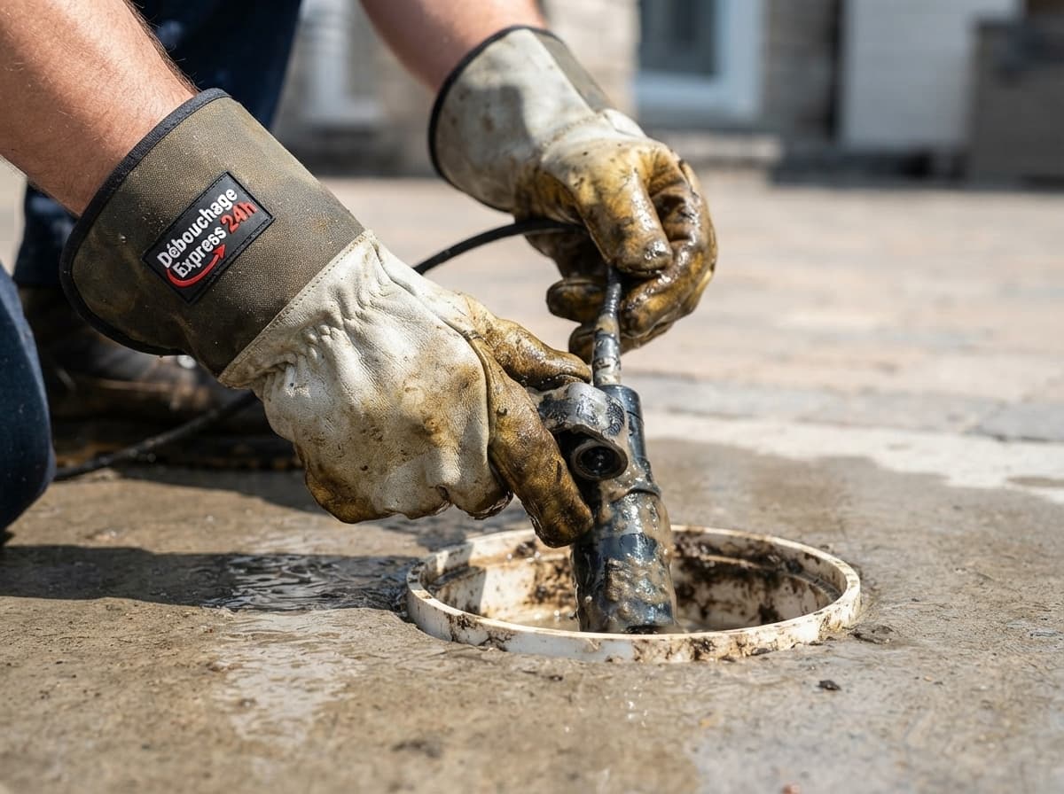 Retrait de la caméra de plomberie après inspection de canalisation