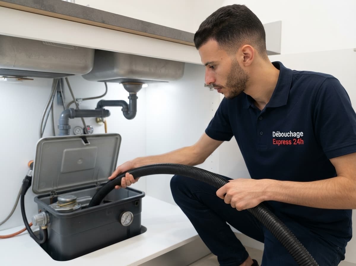 Nettoyage du séparateur de graisses au jet d'eau chaude à Thuin