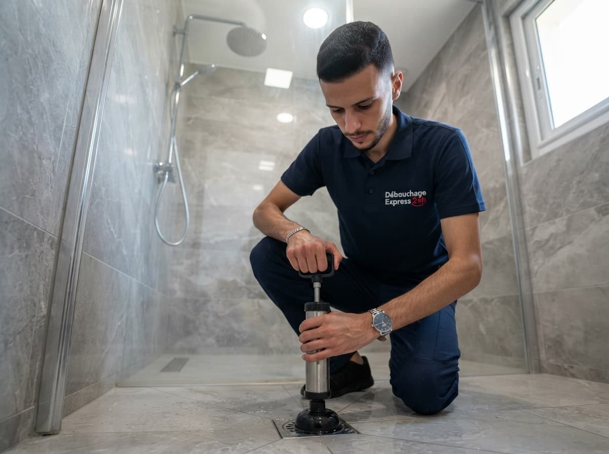 Extraction de cheveux et dépôts de savon dans la douche à Andenne