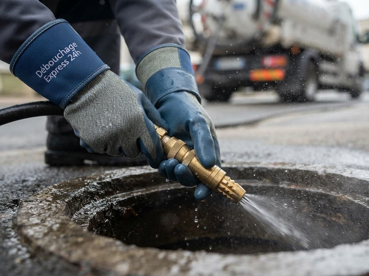 Mise en place de la buse haute pression pour nettoyage de canalisation à Thuin