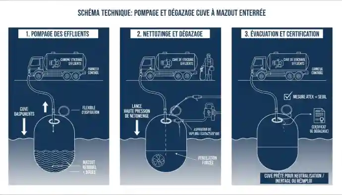 Dégazage cuve mazout Waterloo