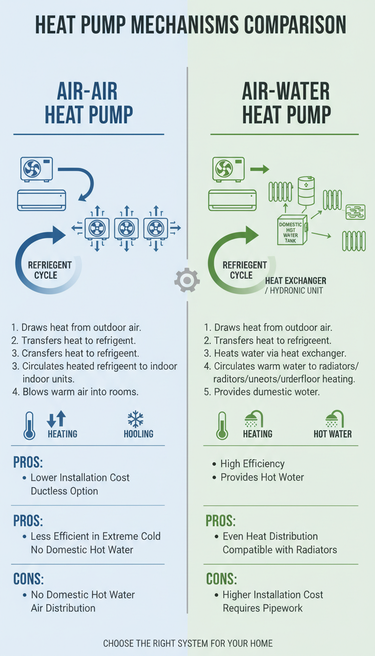 Pompe à chaleur air-eau vs air-air 